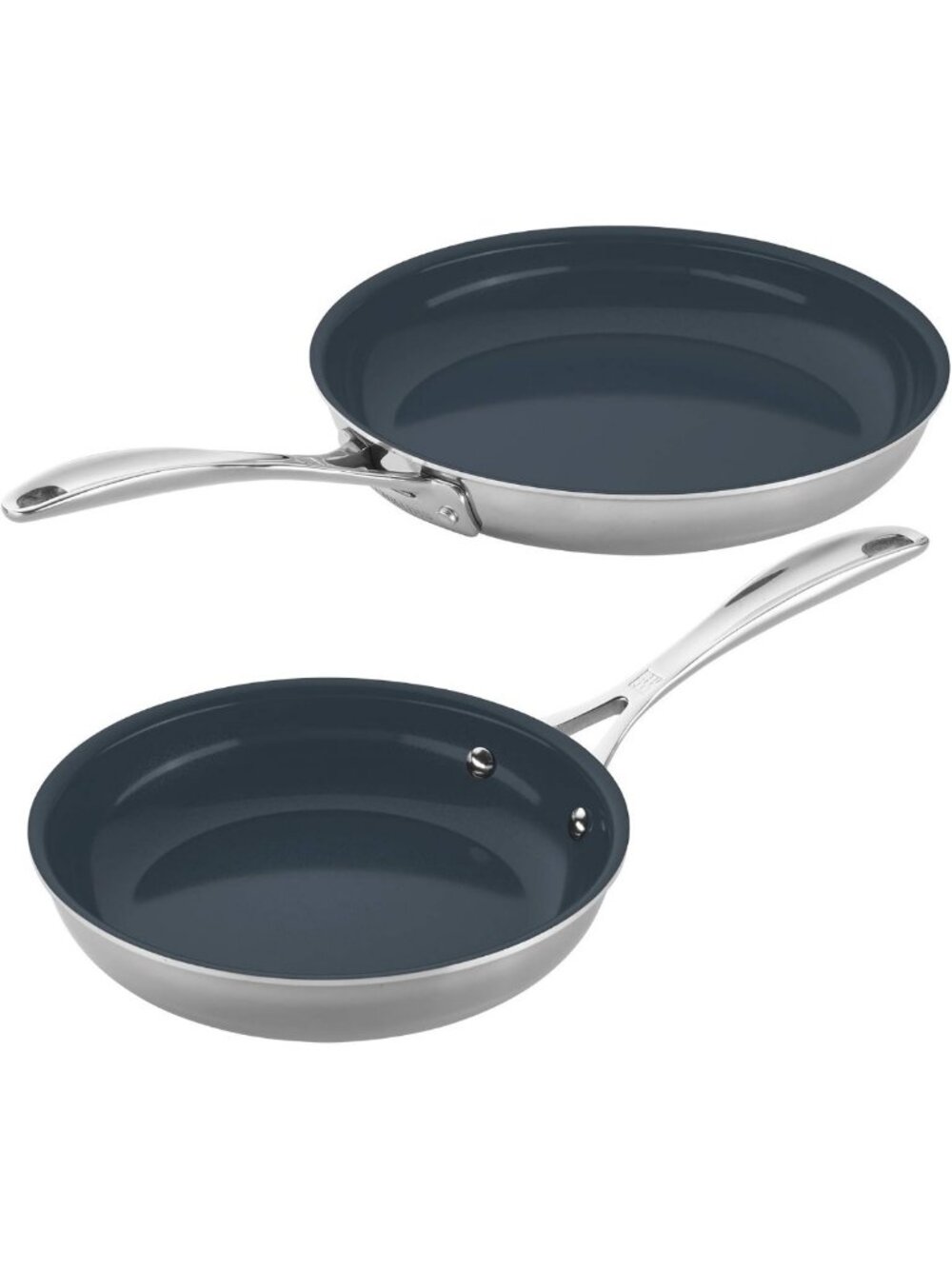 Stainless Steel Nonstick Fry Pan Set - 8-Inch & 10-Inch Ceramic Coated Cookware